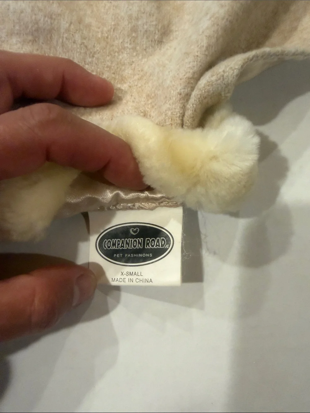 Beige Faux Fur Trim doggy wrap